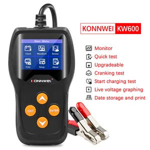Konnwei testador de bateria automotiva, tela colorida kw600 12v digital de alta qualidade