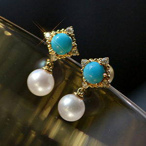 Orecchini Pendenti Vintage a Forma di Rombo Simil-Perla per Donne, Orecchini Geometrici Piccoli per Uso Quotidiano e Feste, Gioielli alla Moda - Product Image 5