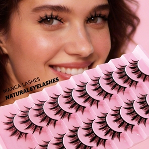 Dix paires de faux cils véganes en PBT à tige rigide, effet naturel, style <span class=keywords><strong>Manga</strong></span> Little Devil, pour un regard éclatant et épaissi - Product Image 1