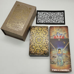 Yeni varış taşınabilir Luxe su geçirmez sırlı <span class=keywords><strong>Tarot</strong></span> Divination kartları muhteşem sıcak damgalama altın Glitter etkisi kart oyunu ile - Product Image 1