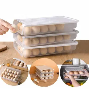 Kitchen Refrigerator Plastic Clear White Food 18 Eggs Storage Container Box Holder Tray