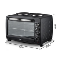 2-en-1 Porte en verre visuel Maison Four Cuisinière Grande Capacité Électrique pour la Cuisson du Pain Pizza Boîtier Métallique