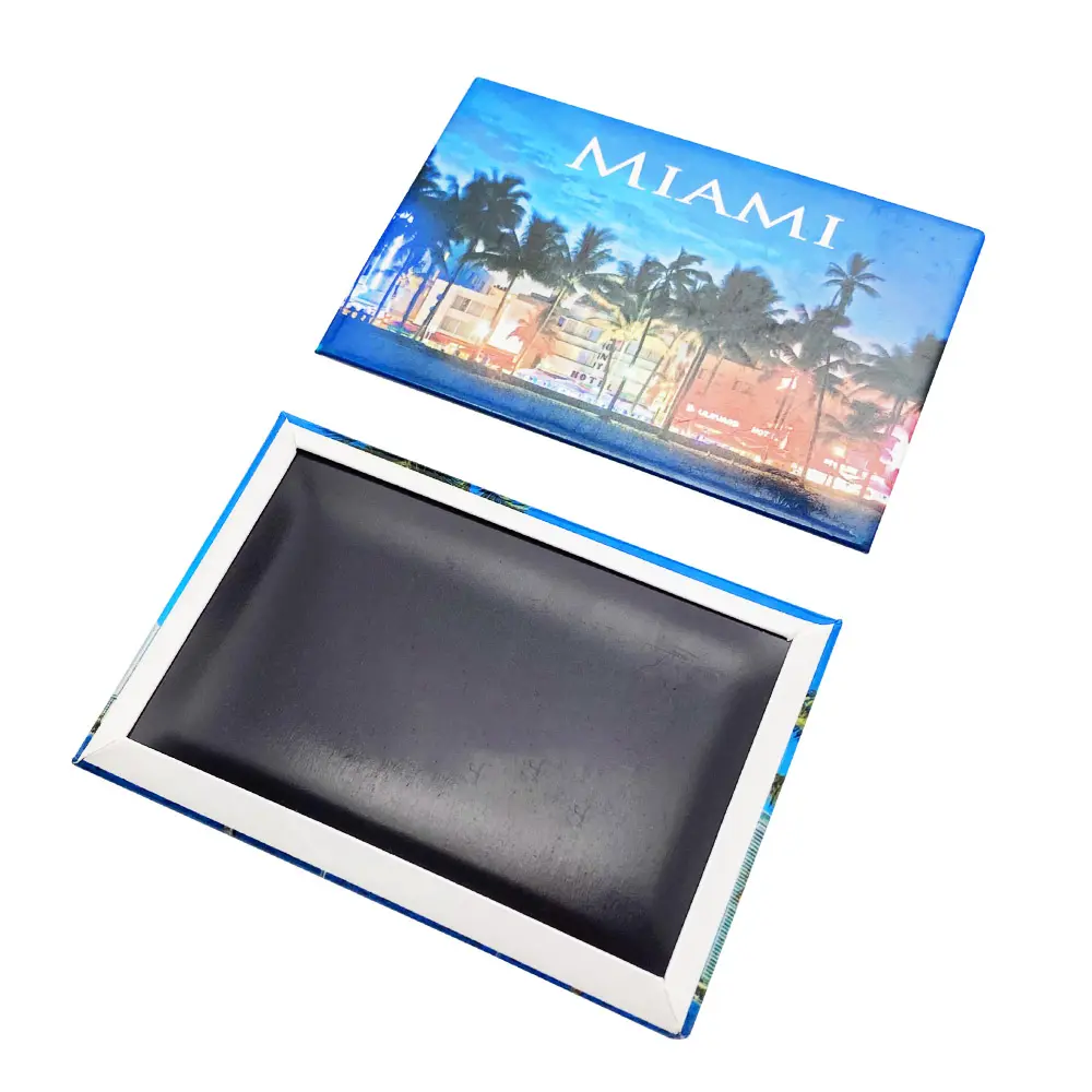 New Custom Miami Tin Fridge Magnets Souvenir Gifts CMYK Printed Tinplate Refrigerator Magnet