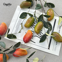 Kunstmatige mangoboomtak, nep mango stengels 95cm, zes mango's, groothandel, rechtstreeks van de fabriek, fruittak voor thuisdecoratie, vaas QYYN-1031