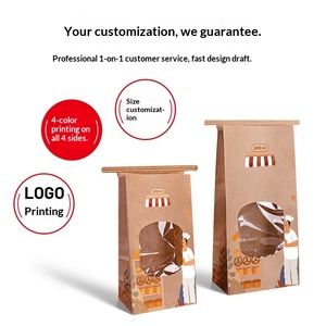 Kantong Kemasan Roti/Kue dari Kertas Kraft Anti Minyak, Lapisan Laminasi, Dasar Rata, Food Grade, Grosir - Product Image 5