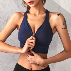 Soutien élevé femmes sans couture croix beauté dos avant fermeture éclair BH Yoga sport soutien-gorge haut court pour la course entraînement Gym Fitness - Product Image 3