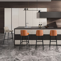 Tabouret de bar à pieds hauts, chaise de réception, usage domestique, design moderne simple et luxueux, cuir de vachette véritable importé, structure métallique