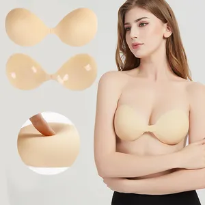 Upgrade Deep Cup Ultrathin Skin Tone Adhesive Bra 100% Silicone Matte Invisible Bra For Women