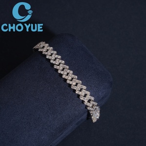 Collar para hombre de plata 925 maciza con baño de rodio, estilo cubano, con una sola fila de moissanita de 8 mm, joyería hiphop Iced Out. - Product Image 3