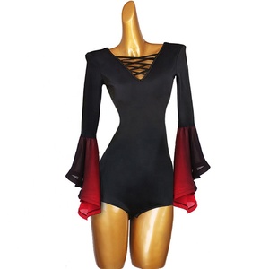 Nouvelle Arrivée Combinaison de Danse Moderne Imprimée à Manches Cloche Fluides, Ceinturée, pour Danse de Salon Standard et Latine, en Spandex/Nylon - Product Image 5