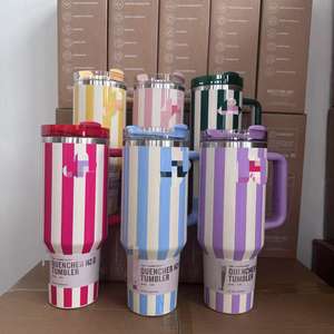 <span class=keywords><strong>Taza</strong></span> Térmica de Acero Inoxidable 1:1 con Diseño de Rayas de Zebra, 40 oz, Doble Pared, Aislada al Vacío, con Asa y Pajita - Product Image 1