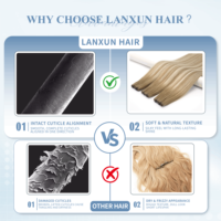 Extensions de Cheveux Humains Lanxun 2e Génération 6D, Cuticules Alignées, avec Boucles de Cheveux de Machine, Dispositif d'Extensions Blonds