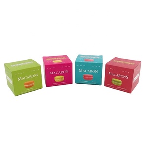Custom Cube Dessert Macaron Cookie Chocolate Candy Mini Paper Packaging Gift Boxes
