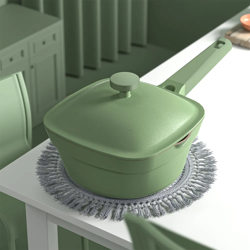 ダイカストアルミニウム2層ノンスティックコーティングセラミックコーティングキッチン調理器具セットDEEP SQUARE GRILL中華鍋蓋付き