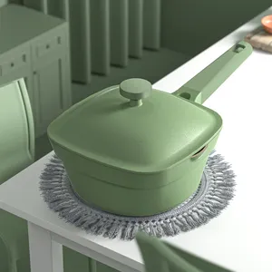 Die Casting Set Peralatan Masak Dapur Lapisan Ganda Anti Lengket Lapisan Keramik Panci Panggangan Persegi Dalam dengan Tutup