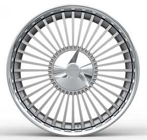 [Polished] <span class=keywords><strong>Jante</strong></span> en alliage d'aluminium forgé en deux parties, couleur gris clair, avec face usinée et canon poli pour Corvette C2 - Product Image 2