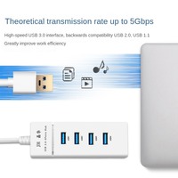 Usb3.0 4 ports Hub Splitter Hub 5Gbps Hub USB haute vitesse 3 0 Port multiple pour PC Accessoires informatiques Adaptateur de station d'accueil