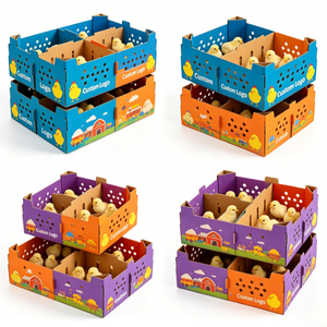 Boîtes en carton ondulé compostables sans plastique avec grille de séparation et trous d'aération, emballage écologique pour bétail, pour l'écloserie zéro déchet, vente en gros - Product Image 4