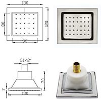 Robinet thermostatique luxueux de 16 pouces avec douche de plafond LED, pluie, 6 jets de massage, laiton poli, douche murale de spa