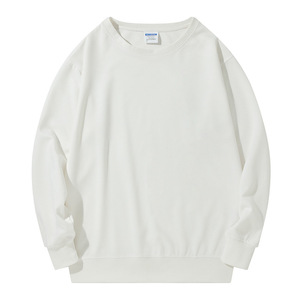 Sudadera de algodón con cuello redondo y hombros caídos, color liso, con impresión de logotipo personalizable para restaurantes, barberías y tiendas de hot pot. - Product Image 3