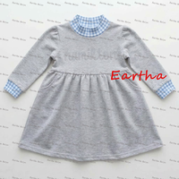 Robe Sweatshirt en Coton à Col Montant pour Bébé Fille, Motif Gingham Patchwork, Manches Longues, Vêtements Décontractés pour Enfants, Vente en Gros