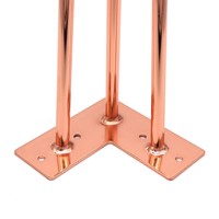 Kaki Meja Mewah Modern Bulat Kaca Baja Krom untuk Meja Makan Kopi Furnitur Logam Model Hairpin Warna Rose Gold