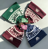 Bonnet tricoté de créateur avec pompon, logo brodé, pour le sport et le golf, personnalisable, bonnet d'hiver