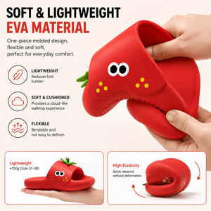 Sandales à enfiler en EVA pour femmes, motif fruits mignons (tomate, pomme) style Kawaii, antidérapantes, à semelle épaisse, pour intérieur, extérieur et douche - Product Image 4