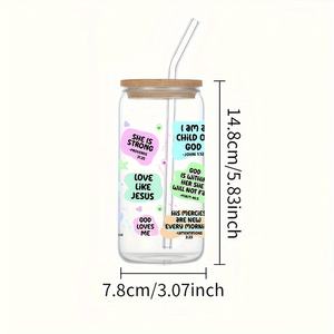 โถแก้วพร้อมฝาไม้ไผ่และถ้วยแก้วอเนกประสงค์นำกลับมาใช้ใหม่ได้สร้างแรงบันดาลใจคัมภีร์ไบเบิล - Product Image 6