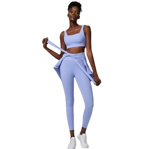 Ensemble de sport et de fitness trois pièces pour femme, grande taille, en Spandex/Nylon à séchage rapide, modèle Xiaoxing transfrontalier - Product Image 5