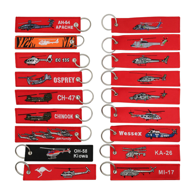Aircraft Embroidered Keyring Tag pilot Airplane Aviation Keychain Fob Pendant Gift Fabric Double Embroidery