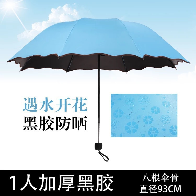 Sky Blue - 8-ribbed Flower Umbrella