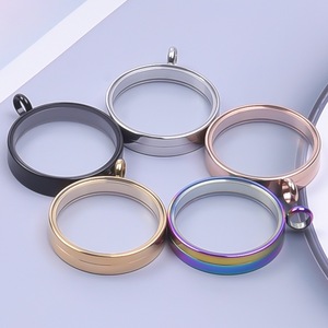 Promozione di alta qualità in acciaio inox <span class=keywords><strong>Floating</strong></span> ciondolo ciondolo medaglione di vetro di memoria rotonda collana per finestre per ceneri - Product Image 1