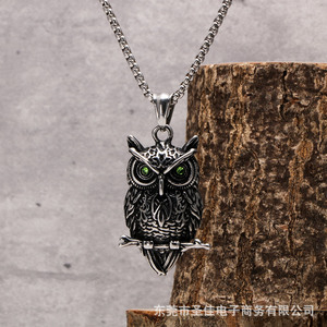 Collar con colgante de búho de acero inoxidable, diseño de animales unisex, joyería de regalo SP1078 - Product Image 1