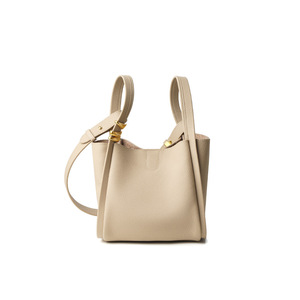 Sac à main seau haut de gamme en cuir véritable avec accents métalliques, léger, à porter à l'épaule ou en bandoulière pour femme - Product Image 5