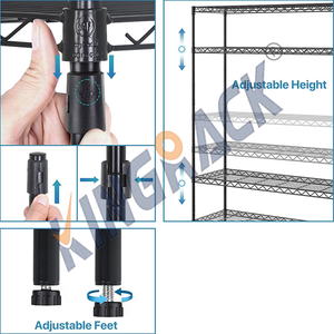Unidad de estantería de malla de acero duradero comercial Sistema de rejilla de alambre de 42x14x60 con revestimiento resistente a la oxidación y estantería de metal ajustable - Product Image 5