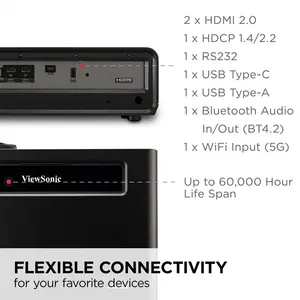 Viewsonic 4K Projetor de curta distância GK7 0.65" DMD 3840x2160 Projetado para Xbox 1440P @ 120Hz HD Video Beamer para jogos de Home Theater