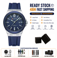 CURREN 8467 Montre de sport à quartz pour hommes Cadran de 44mm Bracelet en silicone 30M Montre-bracelet étanche et lumineuse décontractée pour hommes d'affaires en plein air