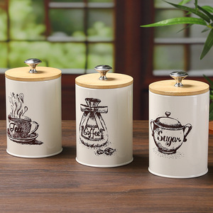 Hand-Painted Airtight Food Storage Tin - Large Capacity Iron <strong>Canister</strong> for Coffee, <strong>Tea</strong>, Candy, Snacks &amp; Grains - Product Image 2