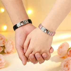 Customizable <b>Couple</b> <b>Bracelet</b> Stainless Steel Photo Module Heart Design Gift Jewelry Unisex - Product Image 2