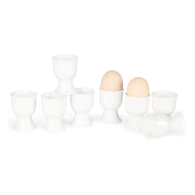 Cangkir Telur Porselen Set 8 Inci, Pemegang Dudukan Telur Keramik untuk Telur Rebus Keras