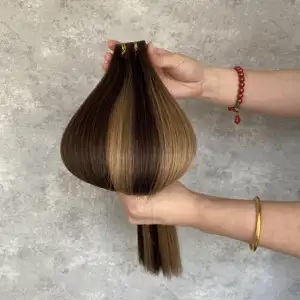 Runyusi con người Remy tiêm da sợi ngang vô hình băng trong phần mở rộng tóc 100% tóc con người Nga tóc
