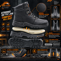 Bottes de sécurité MAXITOUGH à embout d'acier, en cuir de vachette embossé, résistantes aux perforations, chaussures de travail en PU double densité pour usage industriel
