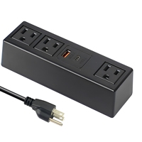 Multiprise de bureau en plastique avec pince de fixation, port de charge USB Type-C et PD 20W