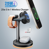 Station de charge magnétique multifonctionnelle en ABS, dernier design, 25W, chargeur sans fil 4 en 1 avec ventilateur de refroidissement