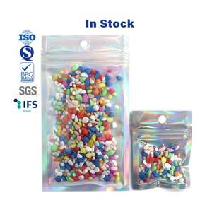 Mylar holographique plat clair PET/BOPP emballage avant refermable Ziplock sacs de stockage des aliments pochettes arc-en-ciel réutilisables réutilisables - Product Image 2