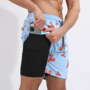 Sublimation Printed Swimming Swimwear With Logo Mens Swim Wear Fitness Custom Boardshorts Beach Shorts Swim Trunks For Men