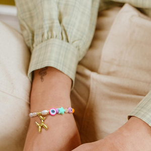 KKBEAD Bracciale Boho con Perle Naturali d'Acqua Dolce e Ciondolo a Forma di Cane Palloncino Placcato Oro 18K per Donne - Regalo di Nozze - Product Image 2