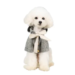 เสื้อแจ็คเก็ตมีฮู้ดสำหรับสุนัข,เสื้อสไตล์อังกฤษย้อนยุคสุดหรูสำหรับสัตว์เลี้ยงเสื้อผ้าสุนัขสำหรับฤดูหนาว