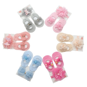 Konlee bán buôn nóng bán trẻ sơ sinh Bộ Quà Tặng ren hoa Headband và chống trượt bông ăn mặc Vớ cho trẻ sơ sinh cho mùa đông - Product Image 1